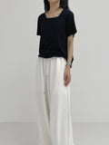 [INC MADE] Silket Square Neck Short Sleeve T-Shirt