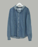 Linf hooded denim shirt