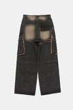 Franken incision pigment cargo denim pants