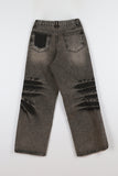 Chalk embossed washed denim