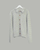 Pie knit collar cardigan