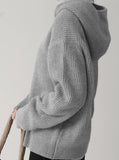 [Premium] Cashmere Knit Hood Half Zip Up