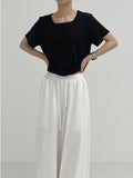 [INC MADE] Silket Square Neck Short Sleeve T-Shirt