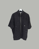 Kamen short sleeve knit zip-up