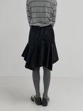 Unbalanced Frill Midi Skirt