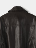 Curved leather overfit jacket