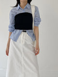 Slab H-line Banding Long Skirt