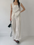 Maria Linen Banding Wide Pants