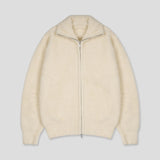 High-Neck Angora Knit Zip-Up