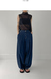 Koi high neck see-through sleeveless blouse
