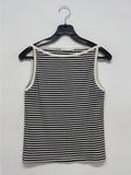 Stripe Boatneck Ribbed Sleeveless