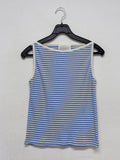 Stripe Boatneck Ribbed Sleeveless