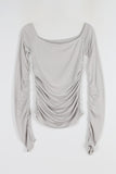 Off-side shirring T-shirt