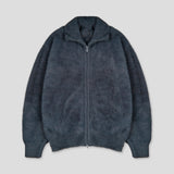 High-Neck Angora Knit Zip-Up