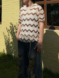 Wave Openwork Collar Knit