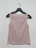 Stripe Boatneck Ribbed Sleeveless