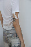 Lace carry diagonal tee