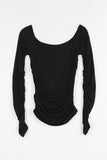 Off-side shirring T-shirt