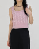 Cable Square Neck Knit Vest