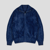 High-Neck Angora Knit Zip-Up