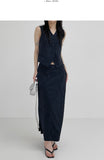 Beth Unbalanced Stripe H-Line Skirt