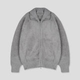 High-Neck Angora Knit Zip-Up