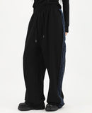 Side denim track pants