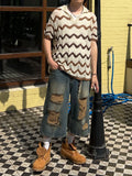 Wave Openwork Collar Knit