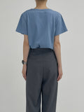[INC MADE] Silket Square Neck Short Sleeve T-Shirt