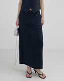 Beth Unbalanced Stripe H-Line Skirt