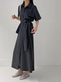 [Short sleeve ver.] Purette Wrap Loose Fit Shirt