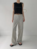 Back Shirring Stopper Nylon Wide Pants