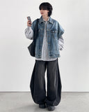 Duo Snap Balloon Denim Pants