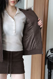 Trimming hood fur knit zip-up