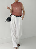 Koi high neck see-through sleeveless blouse