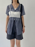 [Short sleeve ver.] Strap See-Through Long Blouse