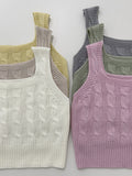 Cable Square Neck Knit Vest