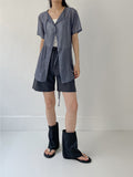 [Short sleeve ver.] Strap See-Through Long Blouse