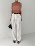 Koi high neck see-through sleeveless blouse