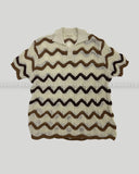 Wave Openwork Collar Knit