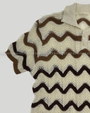 Wave Openwork Collar Knit