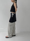 Back Shirring Stopper Nylon Wide Pants