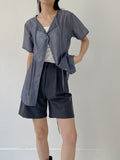 [Short sleeve ver.] Strap See-Through Long Blouse