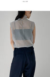 Koi high neck see-through sleeveless blouse