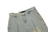 Interior One-Tuck Wide Denim Pants