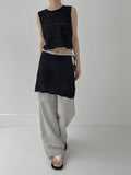 Back Shirring Stopper Nylon Wide Pants