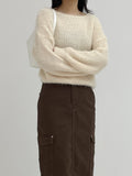 Leaf Boatneck Crop Knit