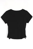 Buckle Crop Ribbed T-Shirt