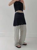 Back Shirring Stopper Nylon Wide Pants