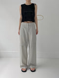 Back Shirring Stopper Nylon Wide Pants